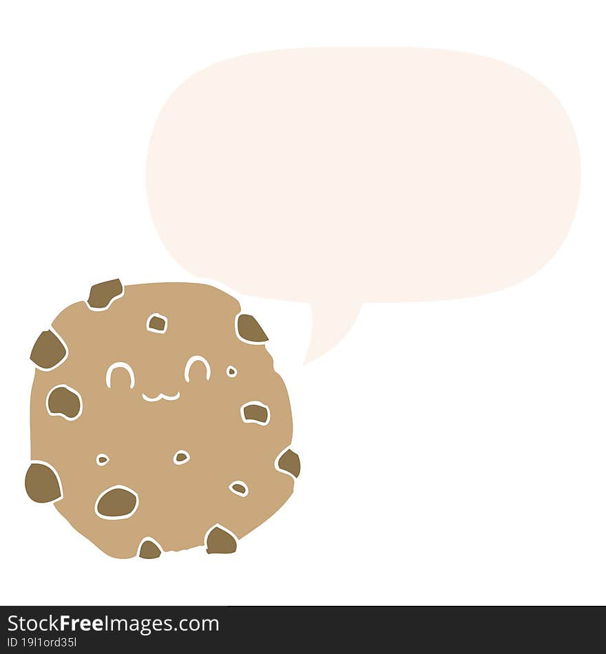 Cartoon Biscuit And Speech Bubble In Retro Style