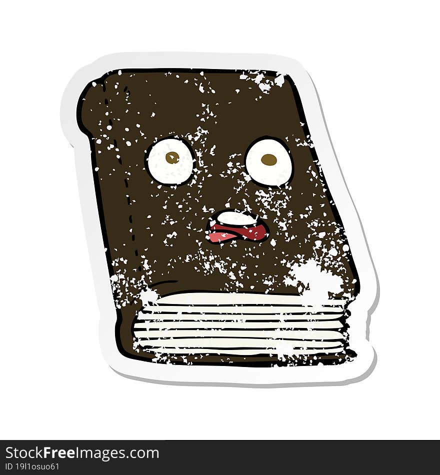 Retro Distressed Sticker Of A Cartoon Unhappy Book