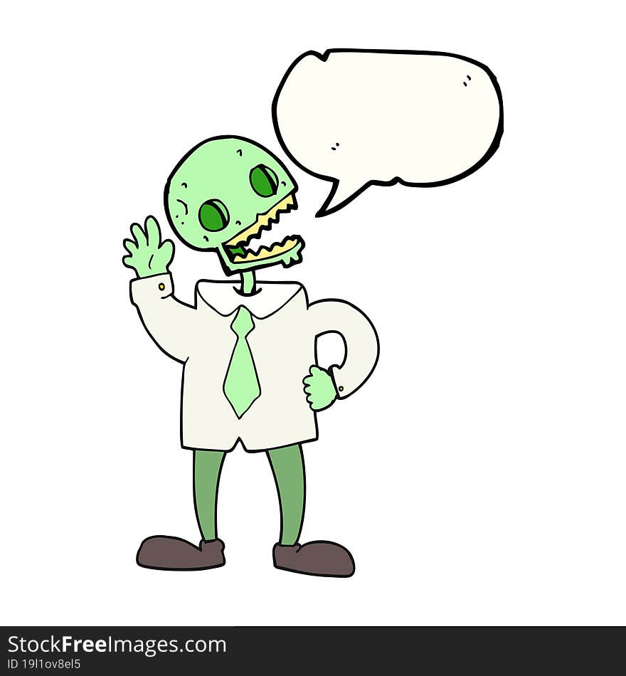 freehand drawn speech bubble cartoon zombie businessman