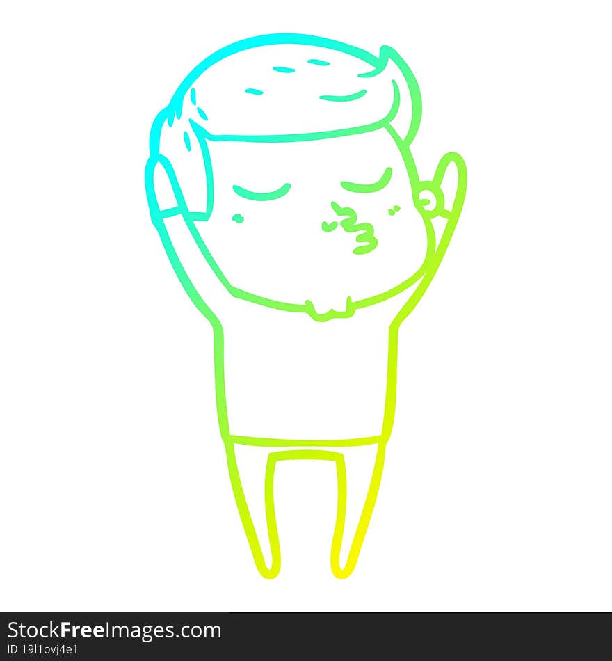 cold gradient line drawing cartoon model guy pouting