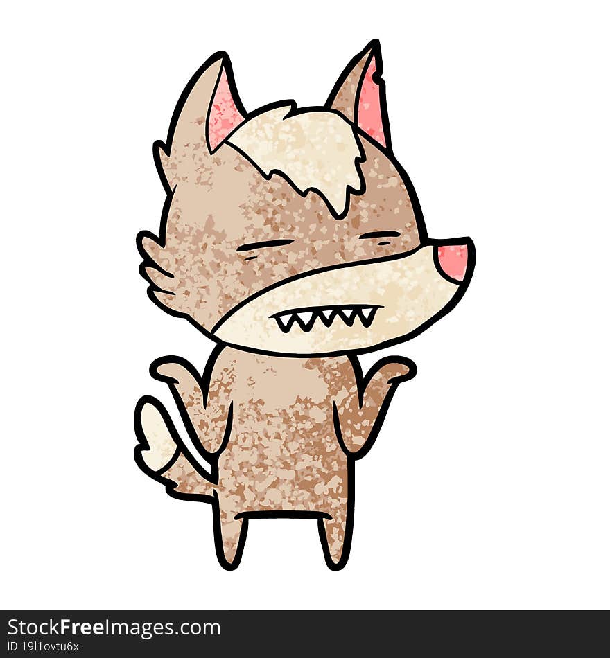 cartoon wolf showing teeth. cartoon wolf showing teeth