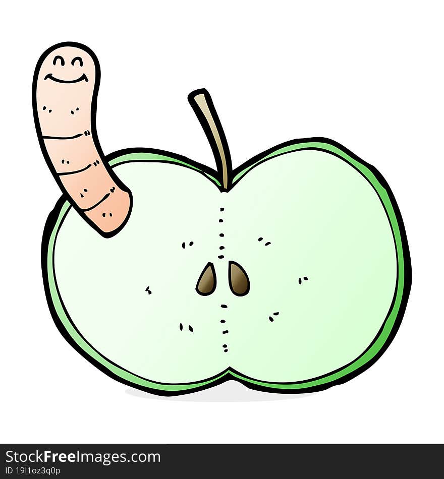 cartoon apple with worm