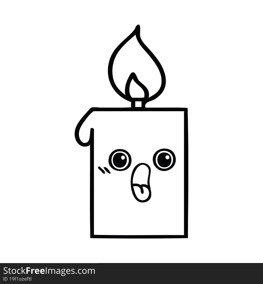 Line Drawing Cartoon Lit Candle