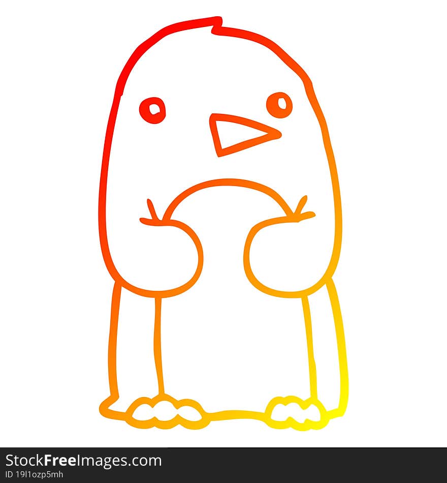 warm gradient line drawing cartoon penguin