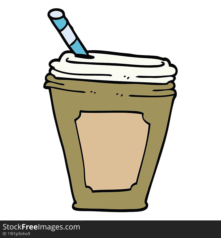 cartoon doodle coffee cup with straw