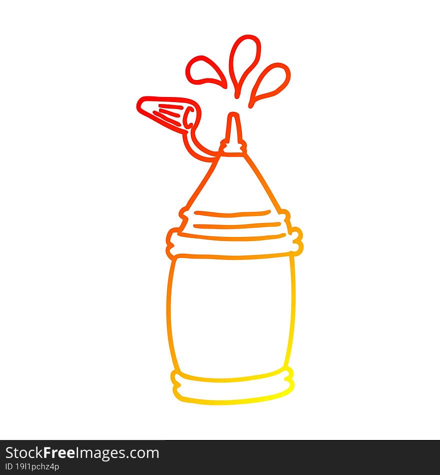 warm gradient line drawing cartoon ketchup bottle