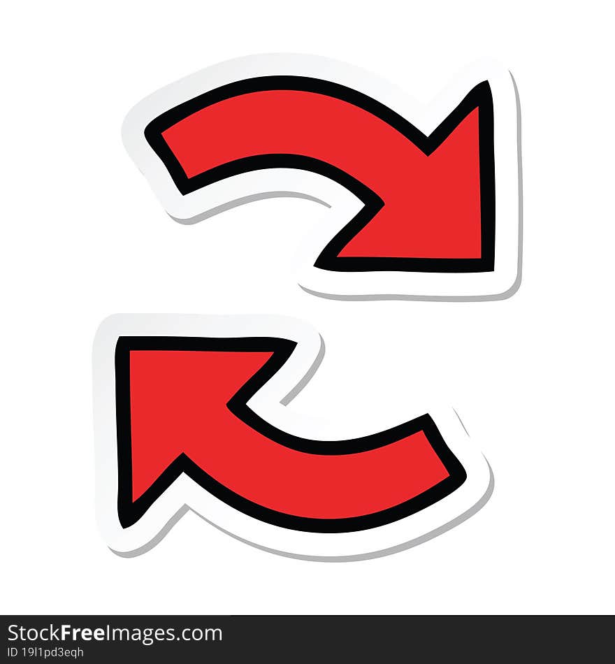 sticker of a cute cartoon directional arrow