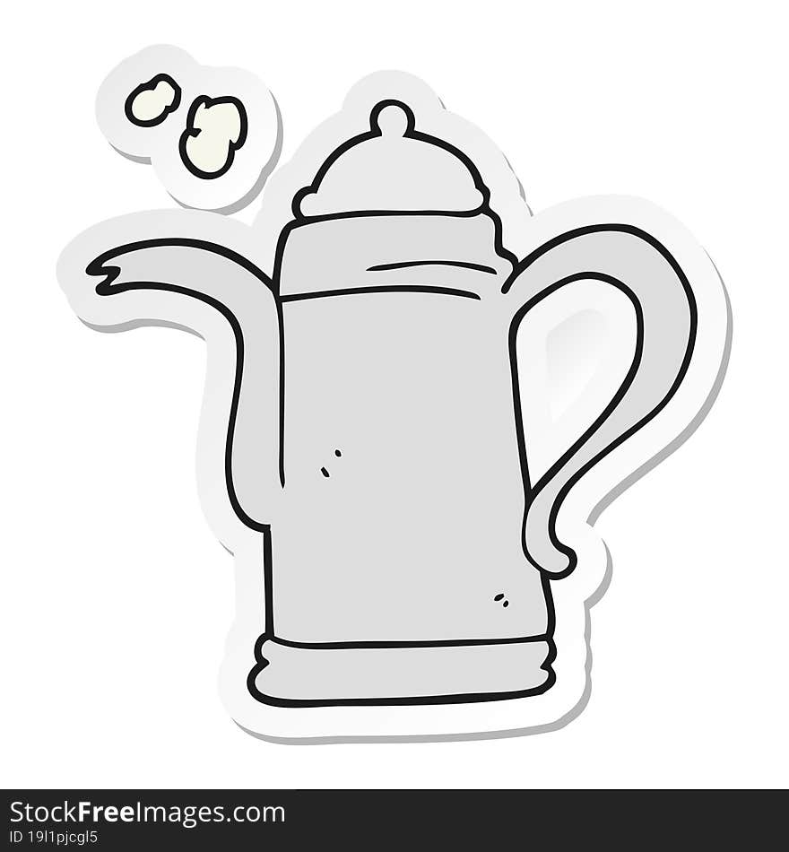 sticker of a cartoon coffee kettle