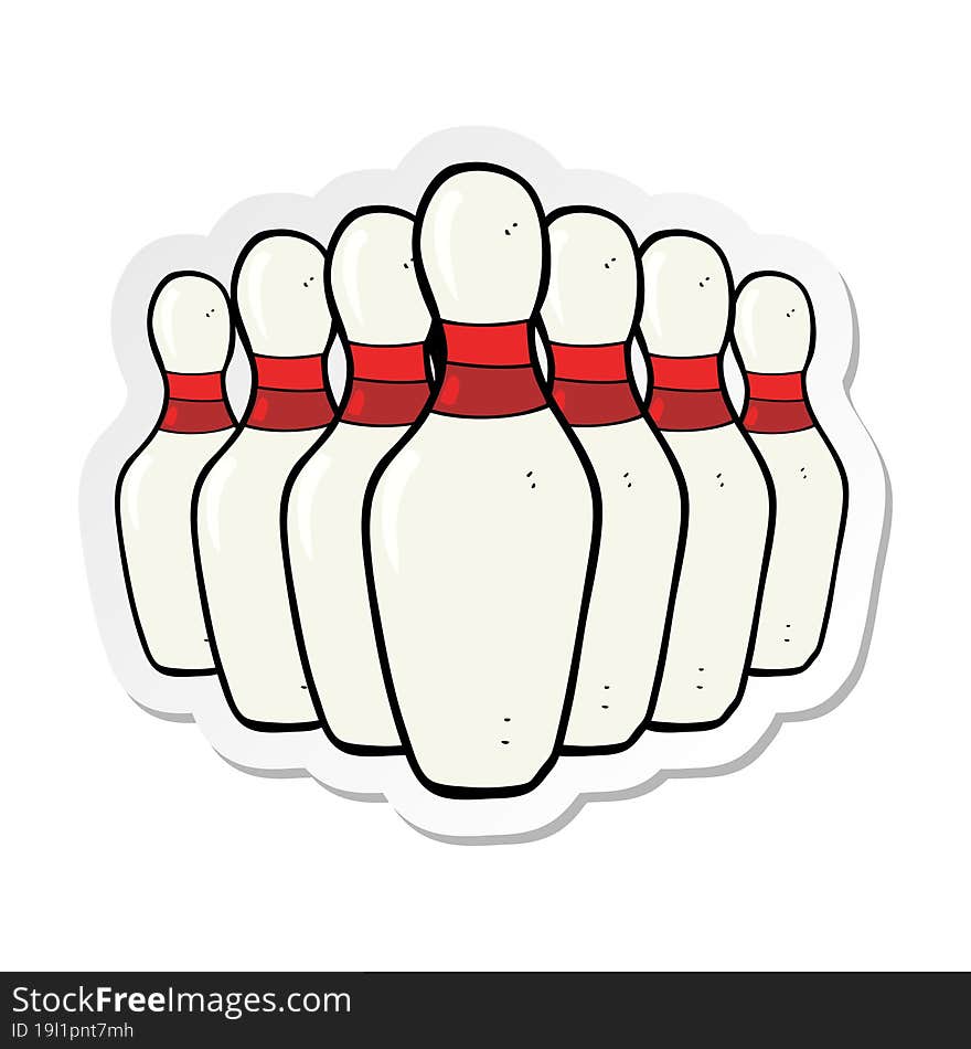 sticker of a cartoon bowling pins