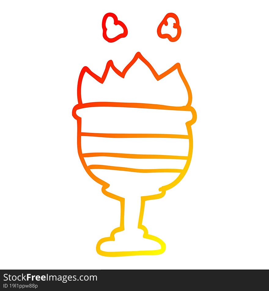 warm gradient line drawing cartoon flaming goblet