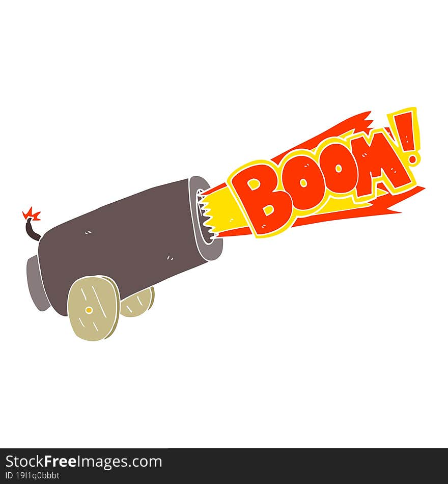 Flat Color Illustration Of A Cartoon Cannon Shooting