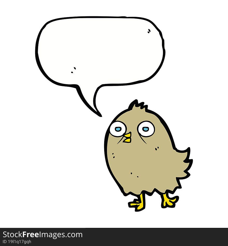 funny cartoon bird with speech bubble