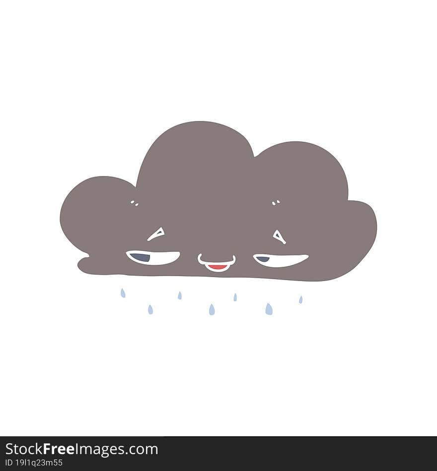 flat color style cartoon rain cloud