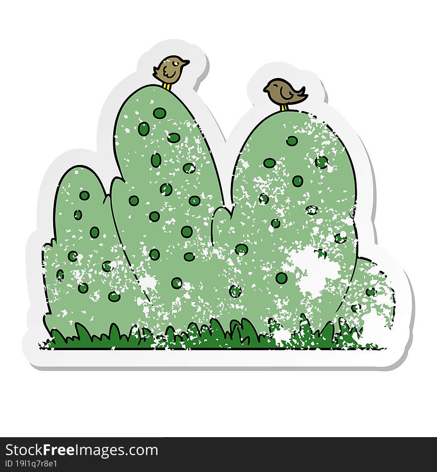 Distressed Sticker Of A Cartoon Hedge