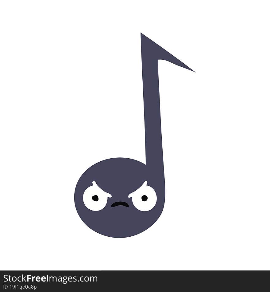 Flat Color Retro Cartoon Musical Note