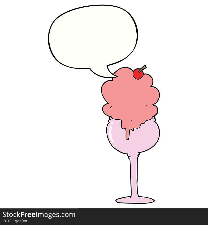 cartoon ice cream desert and speech bubble