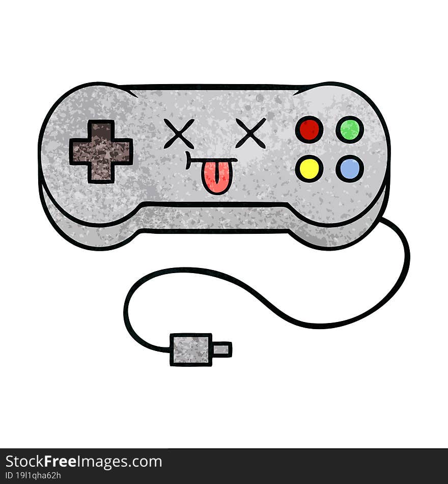 retro grunge texture cartoon of a game controller