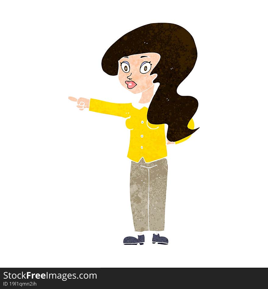 cartoon pretty woman pointing