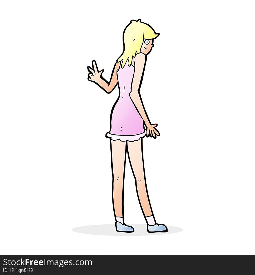 cartoon woman waving