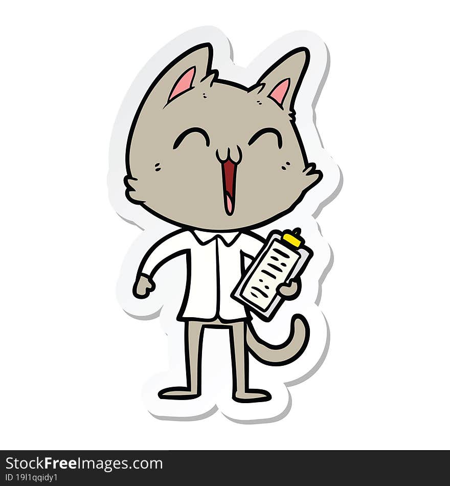 sticker of a happy cartoon cat