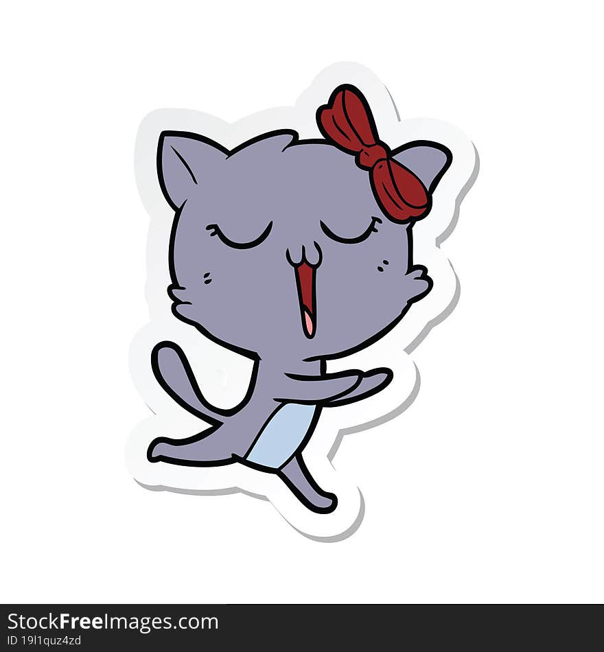 Sticker Of A Cartoon Cat