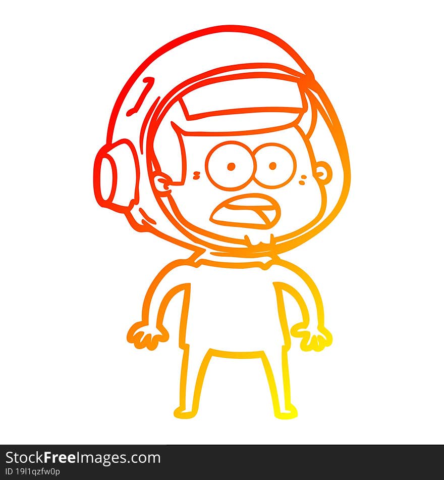 warm gradient line drawing cartoon surprised astronaut