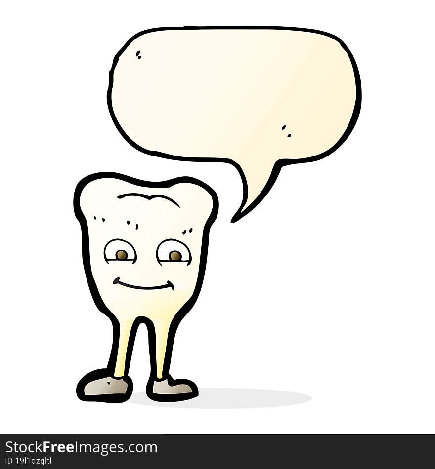 cartoon yellowing  tooth with speech bubble