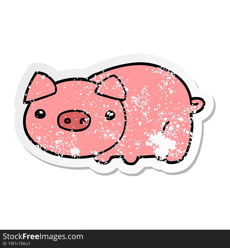 Distressed Sticker Of A Cartoon Pig