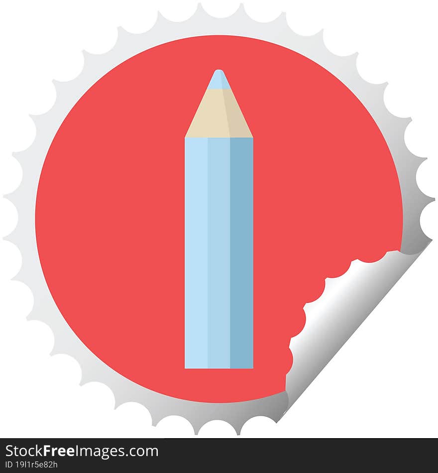 blue coloring pencil graphic vector illustration round sticker stamp. blue coloring pencil graphic vector illustration round sticker stamp