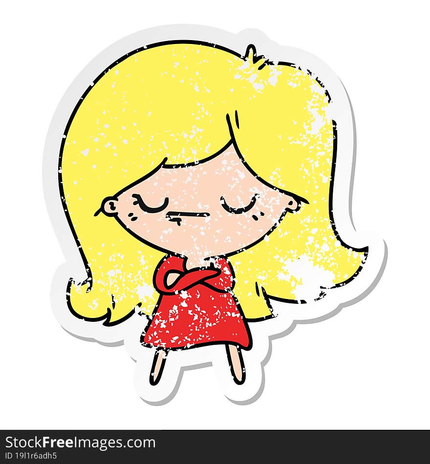 Distressed Sticker Cartoon Of Cute Kawaii Girl