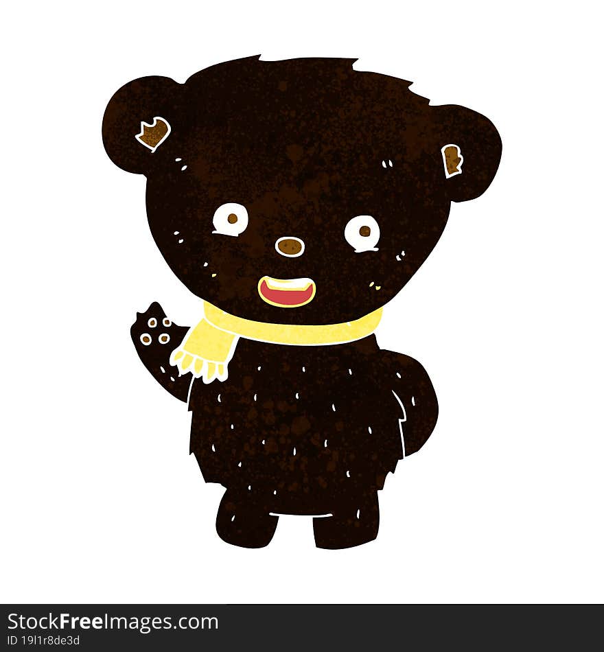 Cartoon Black Bear Waving