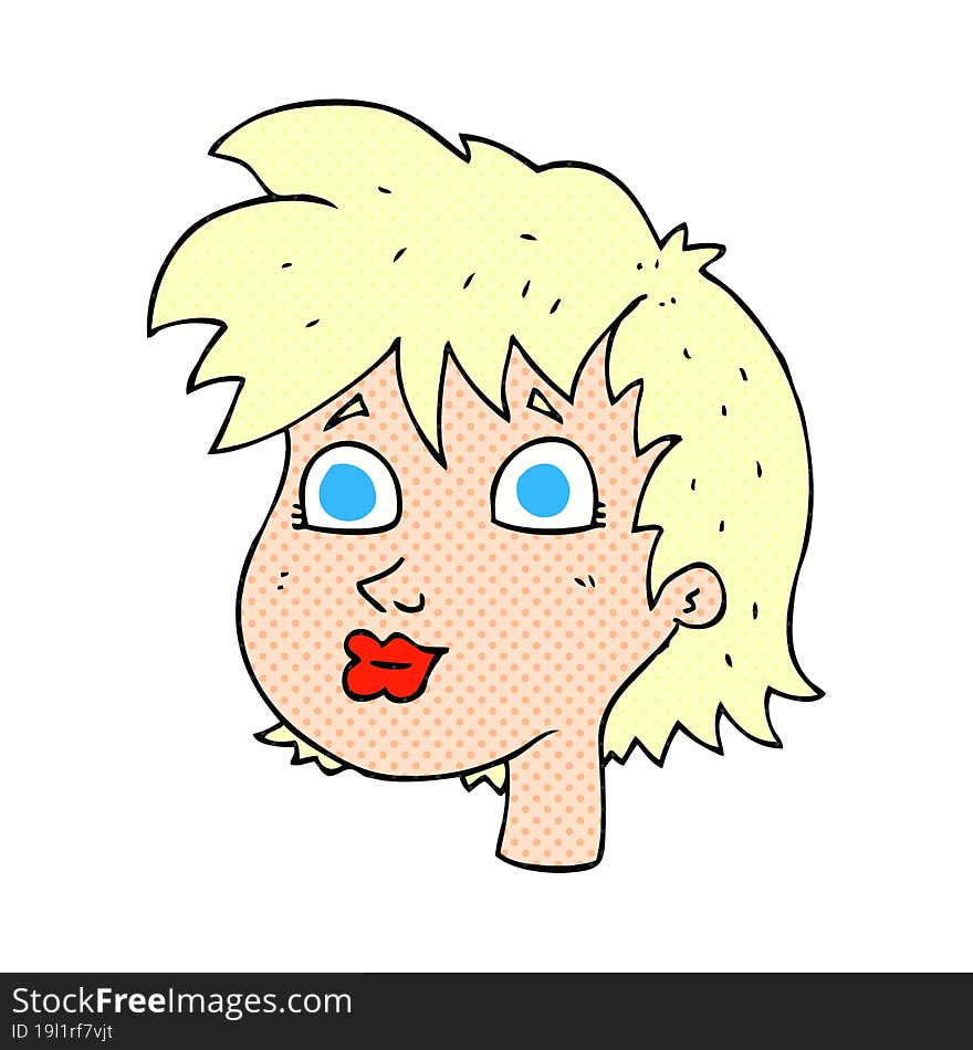 freehand drawn cartoon female face