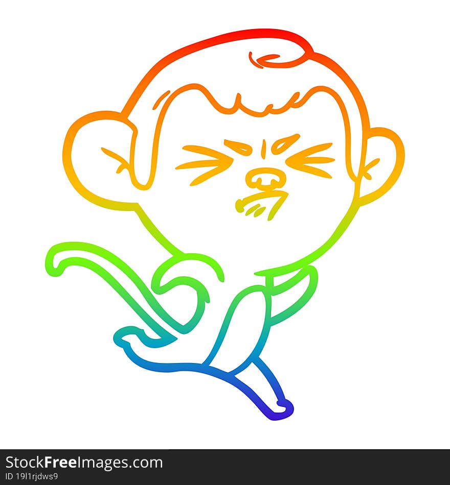 rainbow gradient line drawing cartoon annoyed monkey