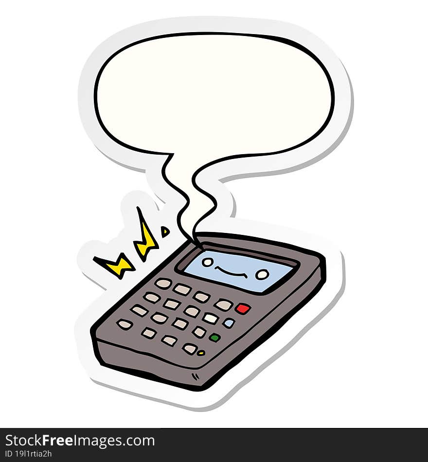 Cartoon Calculator And Speech Bubble Sticker