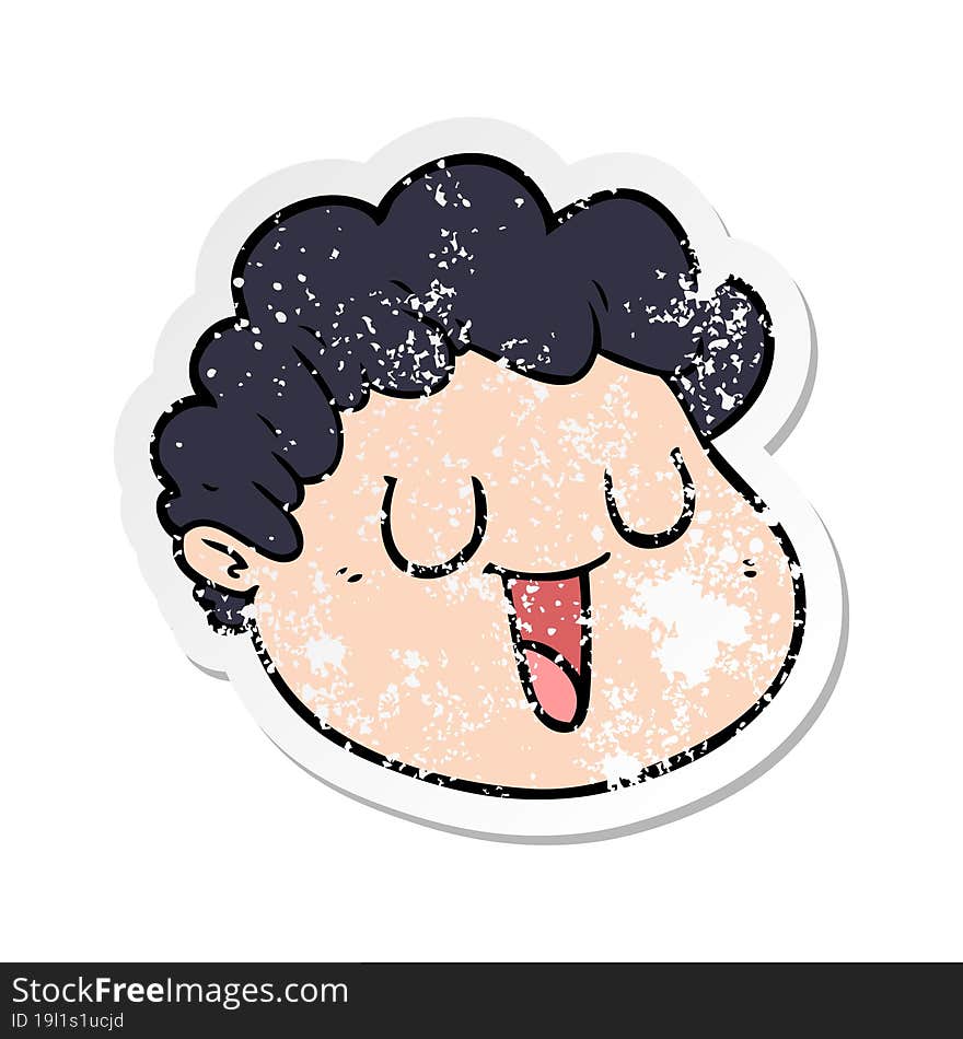 distressed sticker of a cartoon male face