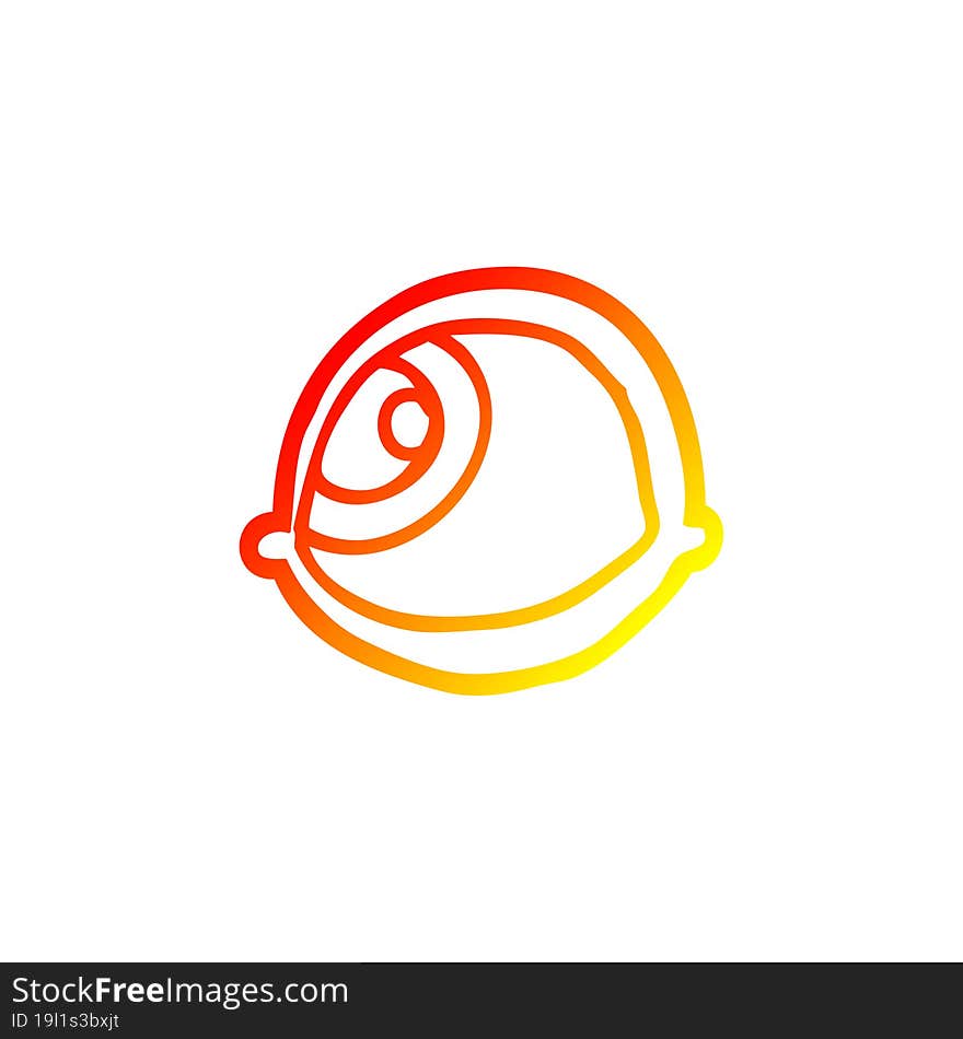 warm gradient line drawing spooky staring eyeball cartoon