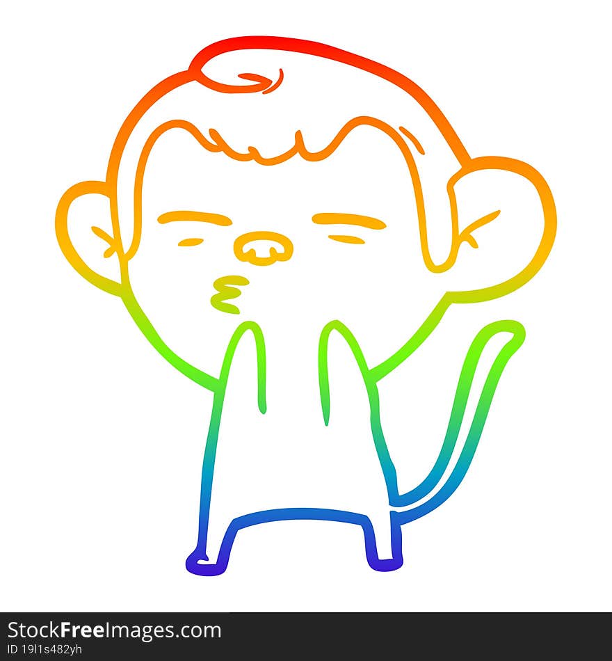 rainbow gradient line drawing cartoon suspicious monkey