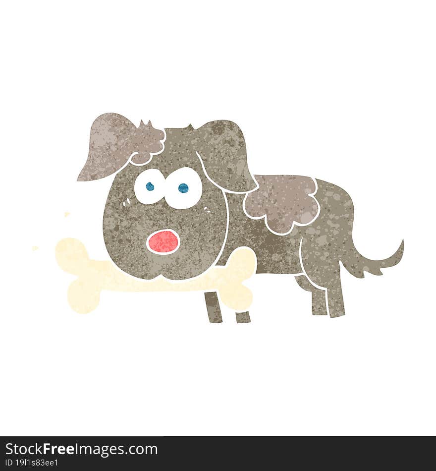 Retro Cartoon Dog With Bone