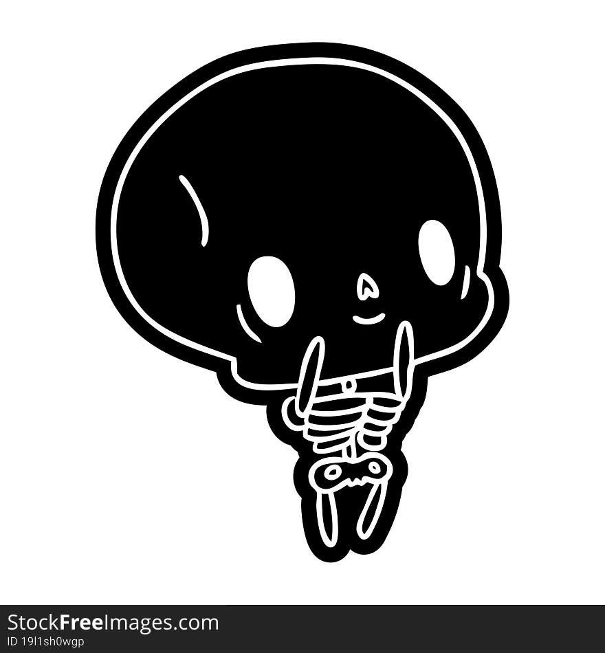 Cartoon Icon Kawaii Cute Dead Skeleton