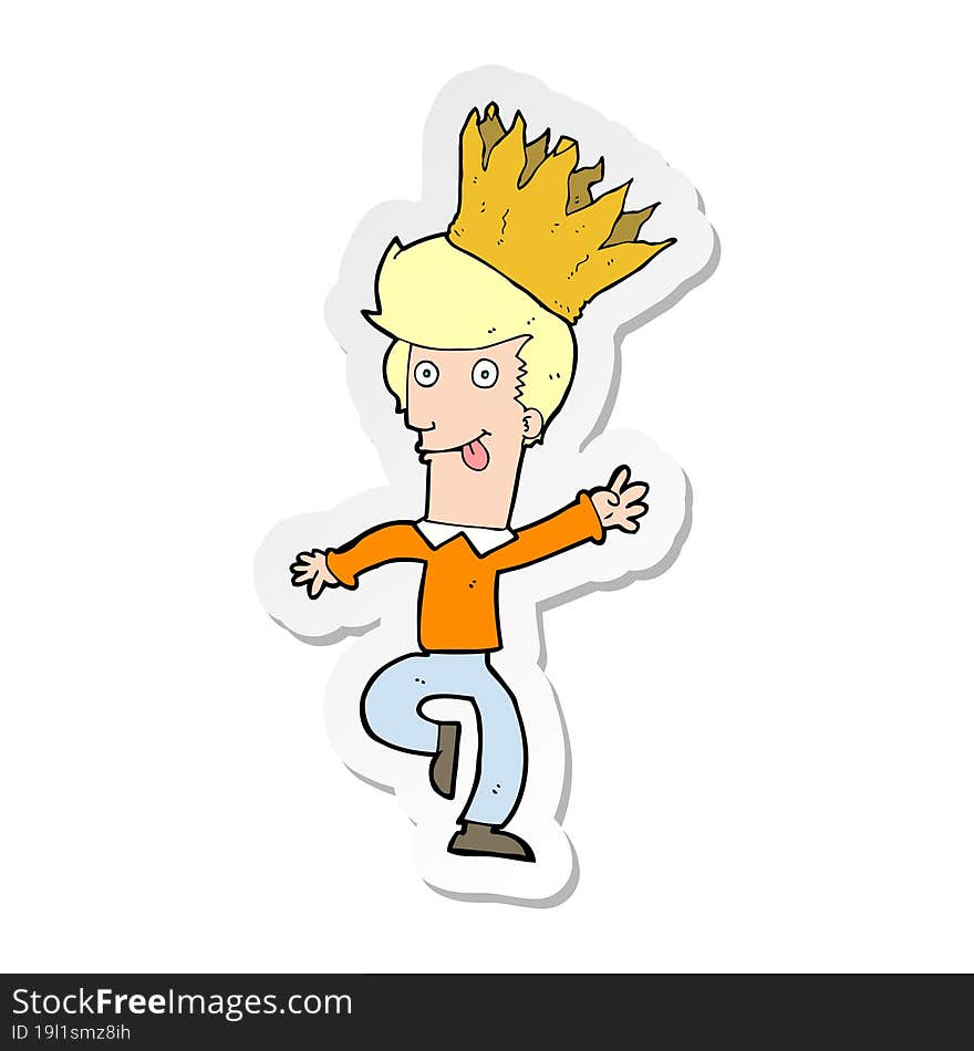 sticker of a cartoon man wearing paper crown