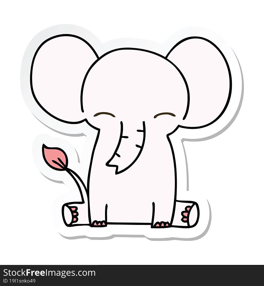 sticker of a quirky hand drawn cartoon elephant