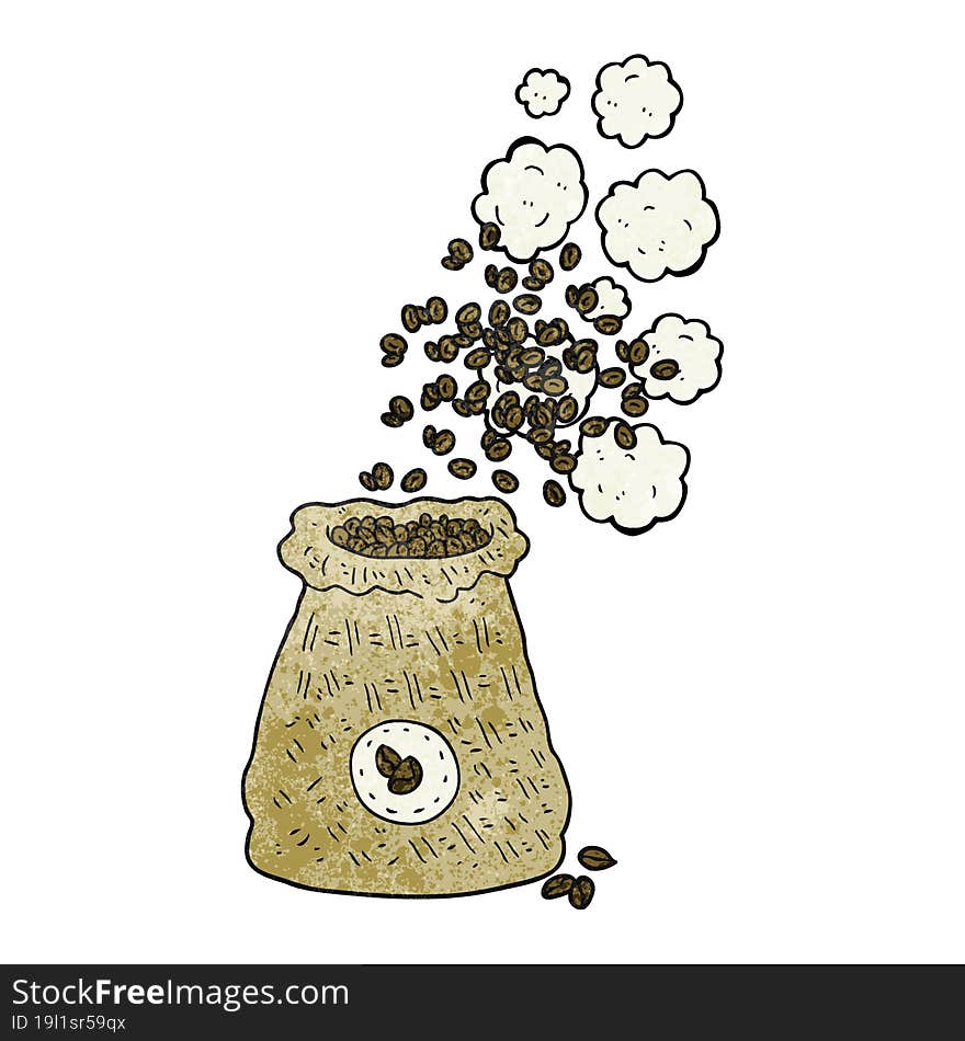 textured cartoon bag of coffee beans