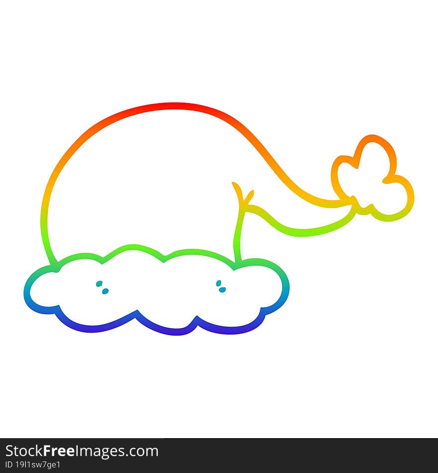 rainbow gradient line drawing cartoon santa hat