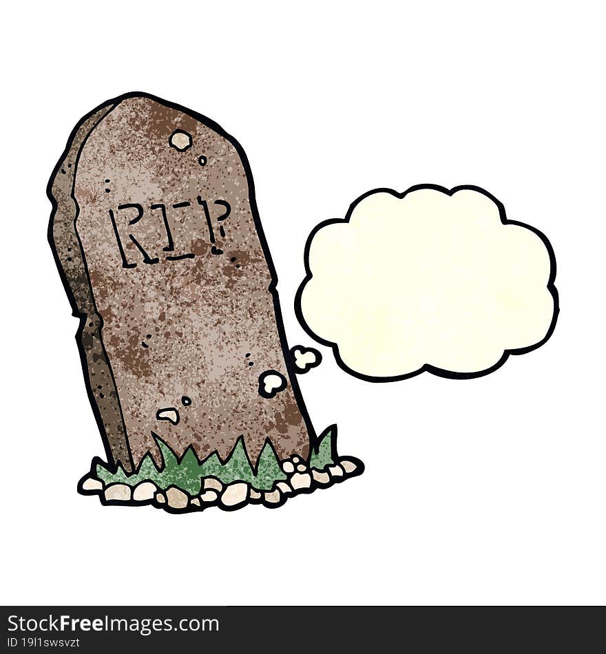 Cartoon Spooky Grave With Thought Bubble