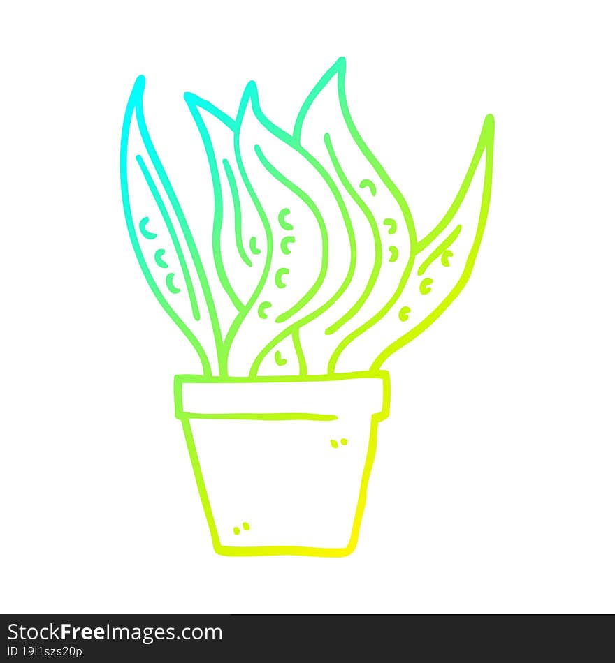 cold gradient line drawing cartoon house plant