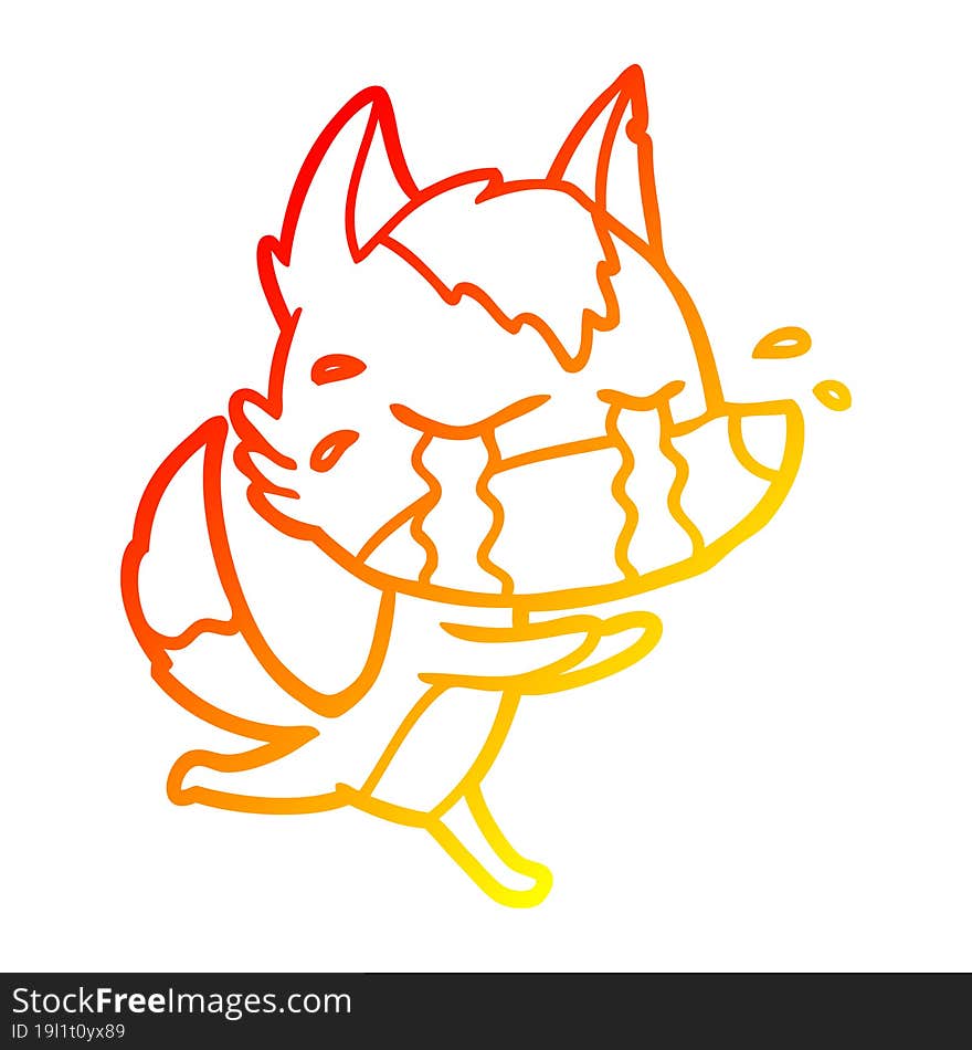 warm gradient line drawing cartoon crying wolf