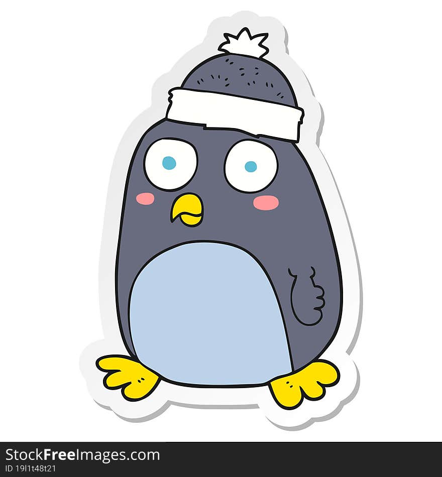 sticker of a cartoon penguin