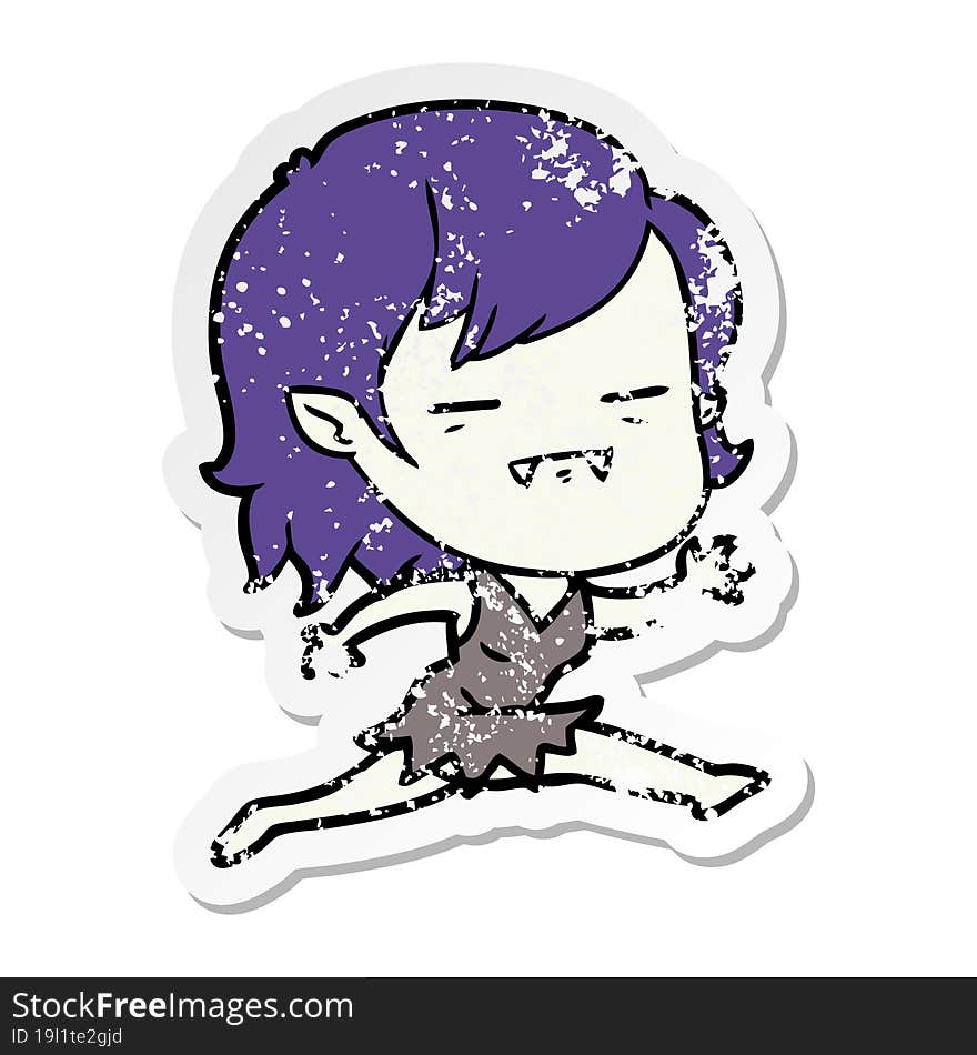 distressed sticker of a cartoon undead vampire girl