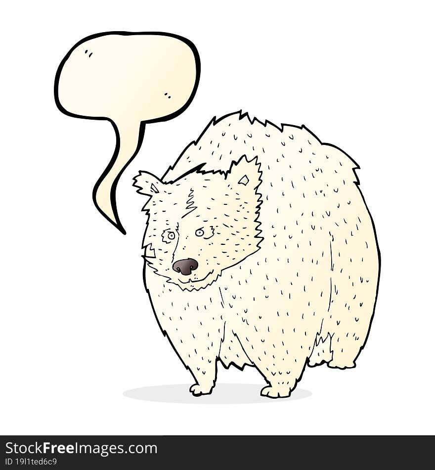 huge polar bear cartoon with speech bubble