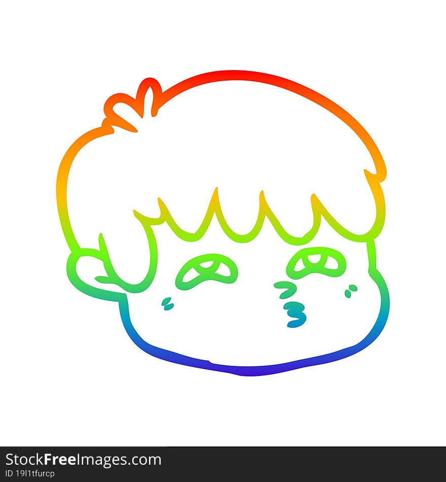 rainbow gradient line drawing cartoon male face